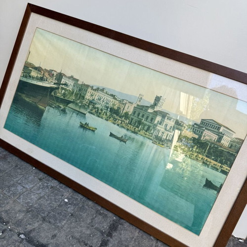 Vintage κάδρο με παραθαλάσσιο τοπίο