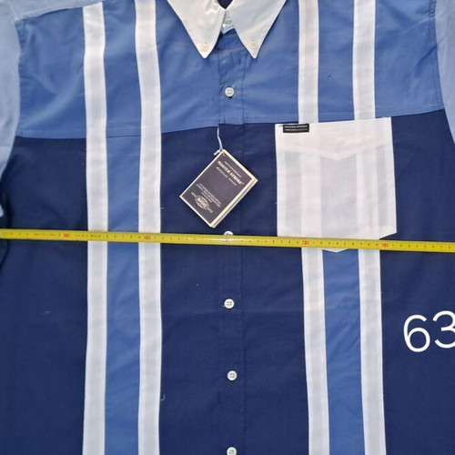Master Stroke Men's Short Sleeve Shirt New, White and Blue, Size L