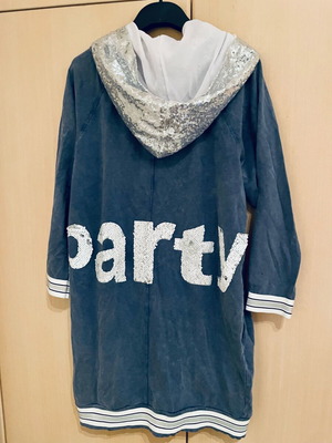 Jacket denim like new, white and blue