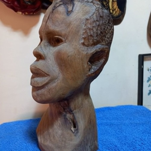 African statue used, handmade wood, ancient art