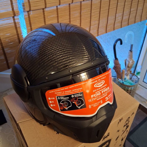 Caberg Ghost X Carbon motorcycle helmet Large with Pro Speak Evo intercom