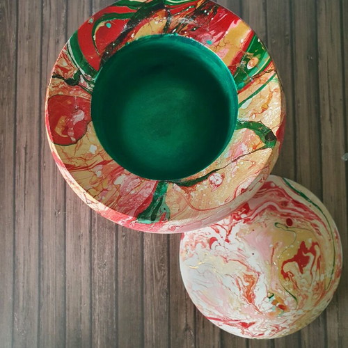 Handmade decorative pot in marble style