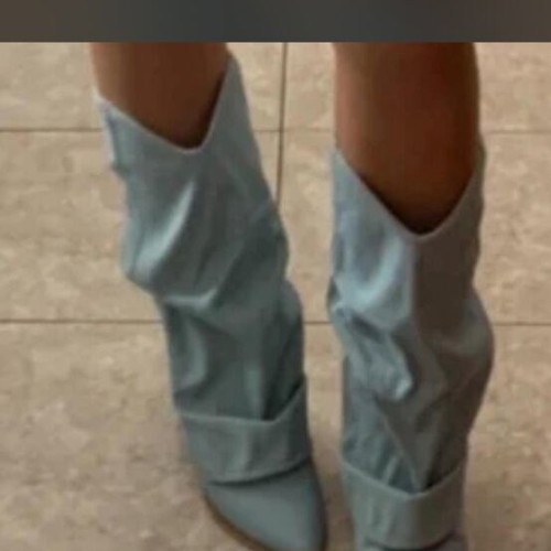 Jean cowboy boots used, size 35, blue turquoise