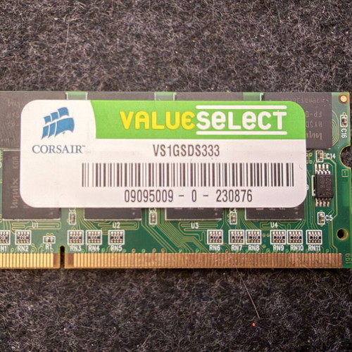 Corsair ValueSelect 1GB DDR1 SO-DIMM RAM like new, 333MHz