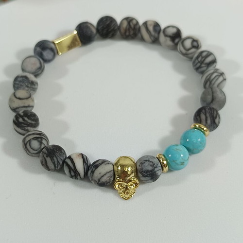 Visetti elastic bracelet with natural stones and turquoise beads like new