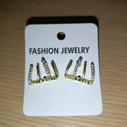 Gold stud earrings with rhinestones new, unworn