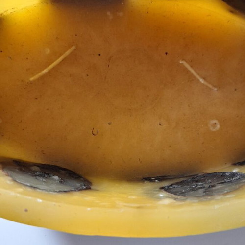 Handmade decorative candle like new, yellow and black design