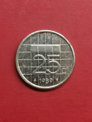 Netherlands 25 Cents Coin 1989 like new