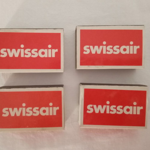 Swissair matchboxes used, set of 4, 1970s memorabilia