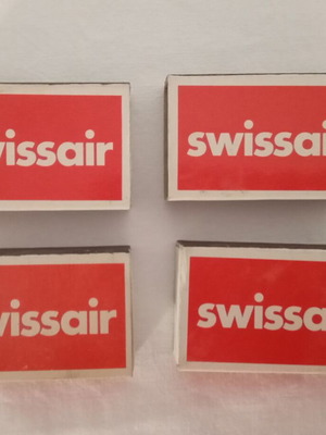 Swissair matchboxes used, set of 4, 1970s memorabilia