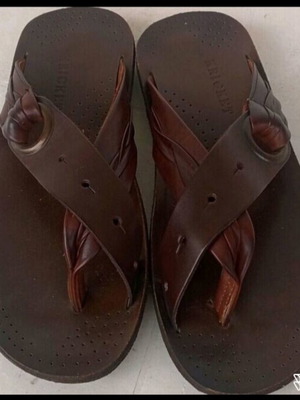 Leather men's slippers new, size 40, brown