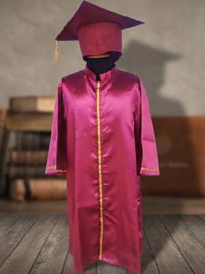 Palatino Burgundy Satin Graduation Gown New with Cap