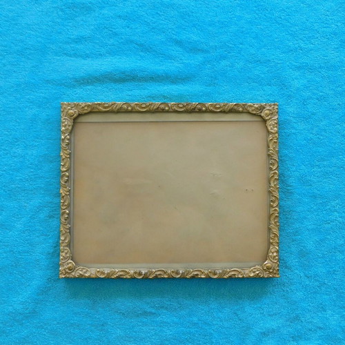 Bronze embossed photo frame vintage, used with protective glass