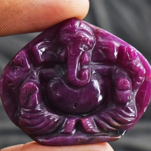 Ruby 100% natural 72.00 cts carved god Ganesha