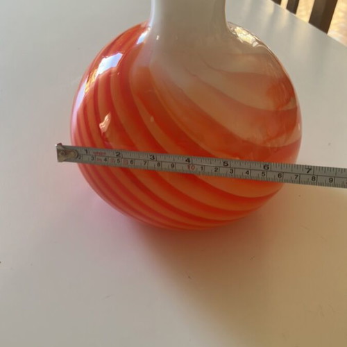 Vintage vase spherical orange white like new