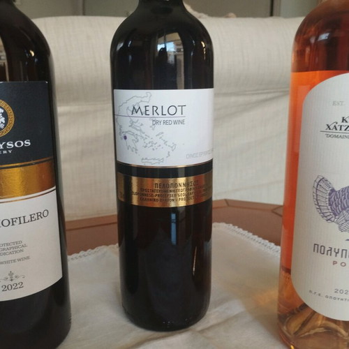 Set of 3 wines new (Rosé, White, Red) with Dionysos, Merlot, Hatzimichalis