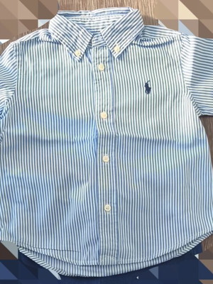 Βρεφικό πουκάμισο αγοριού Ralph Lauren σαν καινούργιο, μέγεθος 24M, άσπρο και μπλε