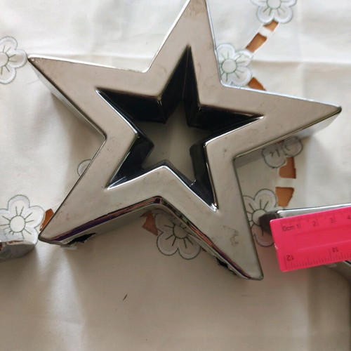 Metal stars used, set of 3, silver, 16 cm