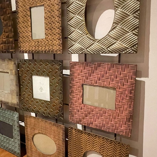 Metal wall photo frame with 9 slots like new