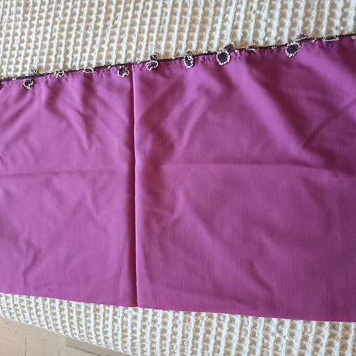 Vintage women's scarf with handmade needle lace edging 70x70 purple