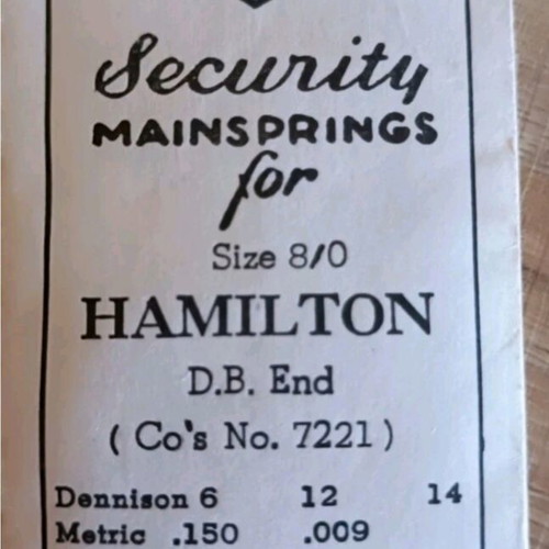 Watch mainsprings for Waltham and Hamilton, pack of 20, New Old Stock