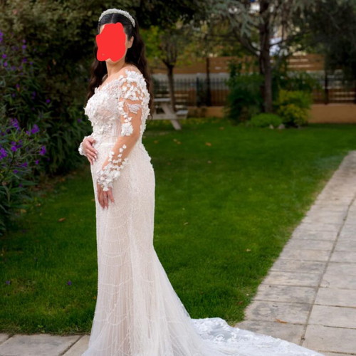 Gorgone Wedding Dress like new with 3D flowers and fine beads