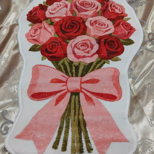 Rug new artificial cashmere with rose bouquet 40x60 cm