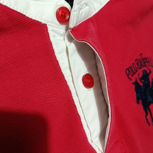 Polo Ralph Lauren Rugby Shirt Double Big Pony size L like new, red and white