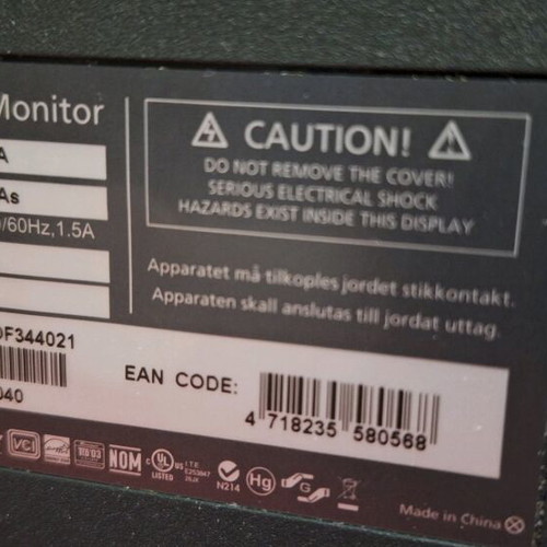 Acer AL1916W As 19" LCD monitor used, VGA input