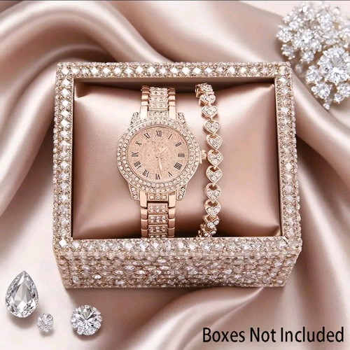 Women's watch new stainless steel set with bracelet and stones