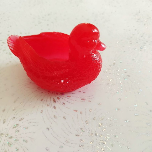 Red duck candle holder made of liquid glass new