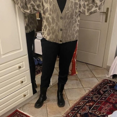 Zara wool cardigan tiger print like new brown