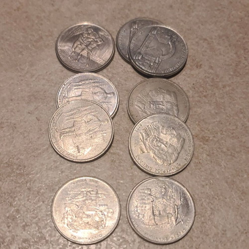 500 Drachma Coins used, set of 9 pieces