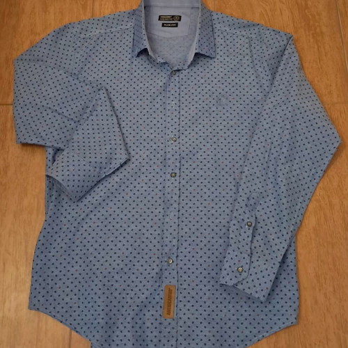 Americanino men's shirt slim fit, size XXL, like new, blue geometric pattern