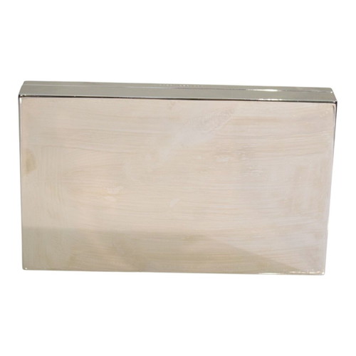 Victoria Beckham silver metal clutch minaudiere bag geometric suede