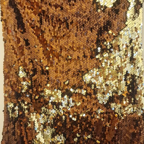 Strapless short dress with sequins like new, one size, gold bronze