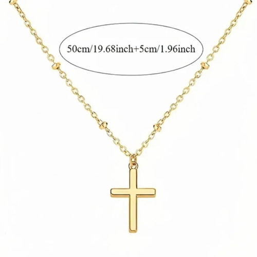 Thin Cross Necklace in Gold Stainless Steel Minimal Style new