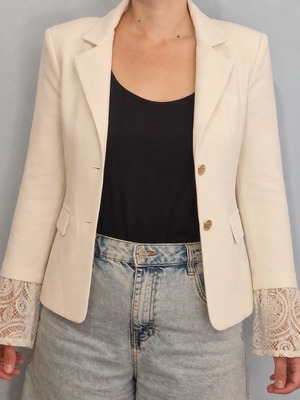 Shine white jacket with lace like new