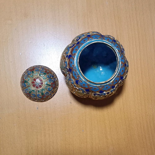 Miniature Vase cloisonné brass, like new, 11cm height