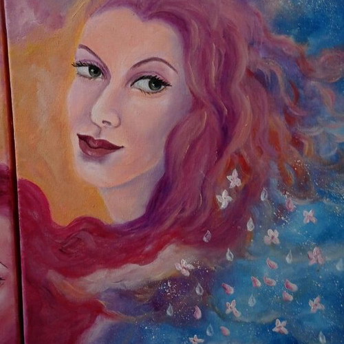 Oil painting diptych on canvas 50x60 cm each new