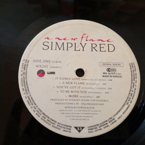 Simply Red A New Flame vinyl record, R&B / Soul