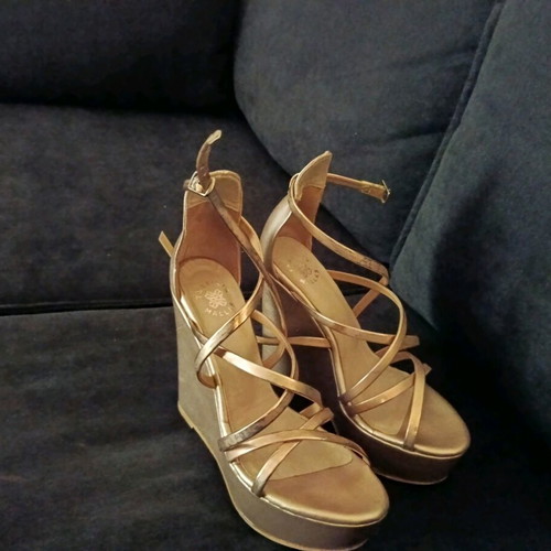 Tsakiris Mallas summer wedge sandals gold like new