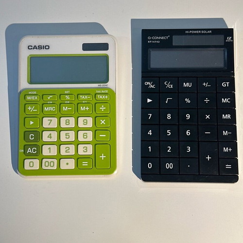 Calculators used, pack of 2, 12 digits Casio and Q-Connect