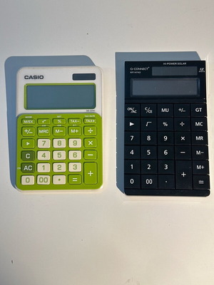 Calculators used, pack of 2, 12 digits Casio and Q-Connect
