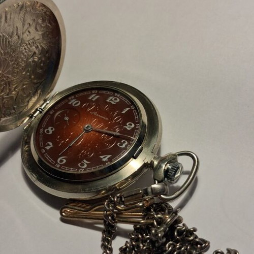 Molnia pocket watch 1970 used, mechanical winding over 48 hours autonomy