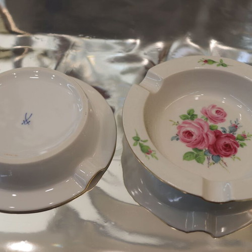 Vintage Meissen porcelain ashtrays set of 2, handmade, new
