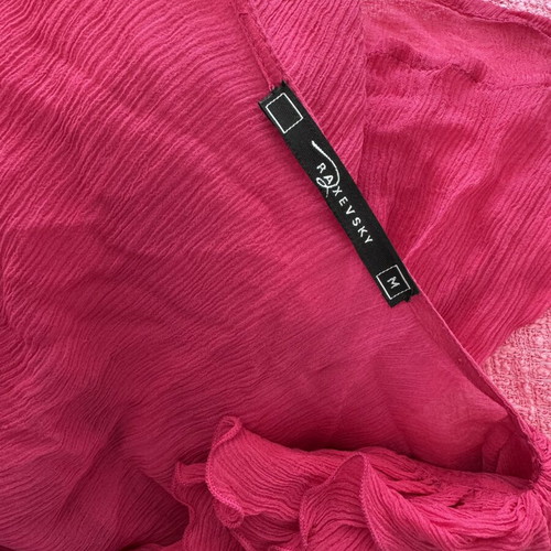 Raxevsky fuchsia see-through blouse with satin camisole like new