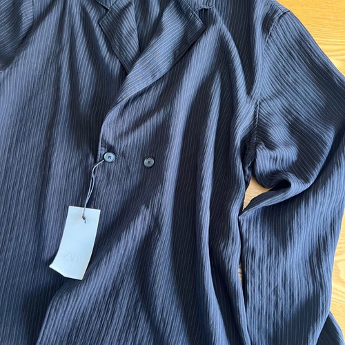 Zara black striped men's shirt jacket XL