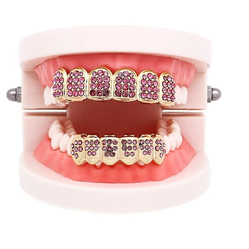 Grillz Pink Bling Bling new hip-hop set