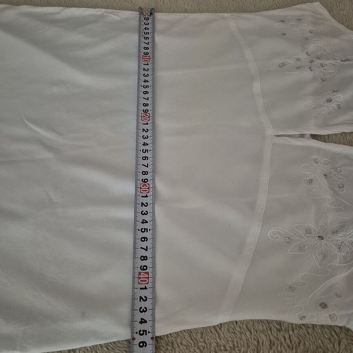 Cotton dress with adjustable straps like new, white, embroidered sequins